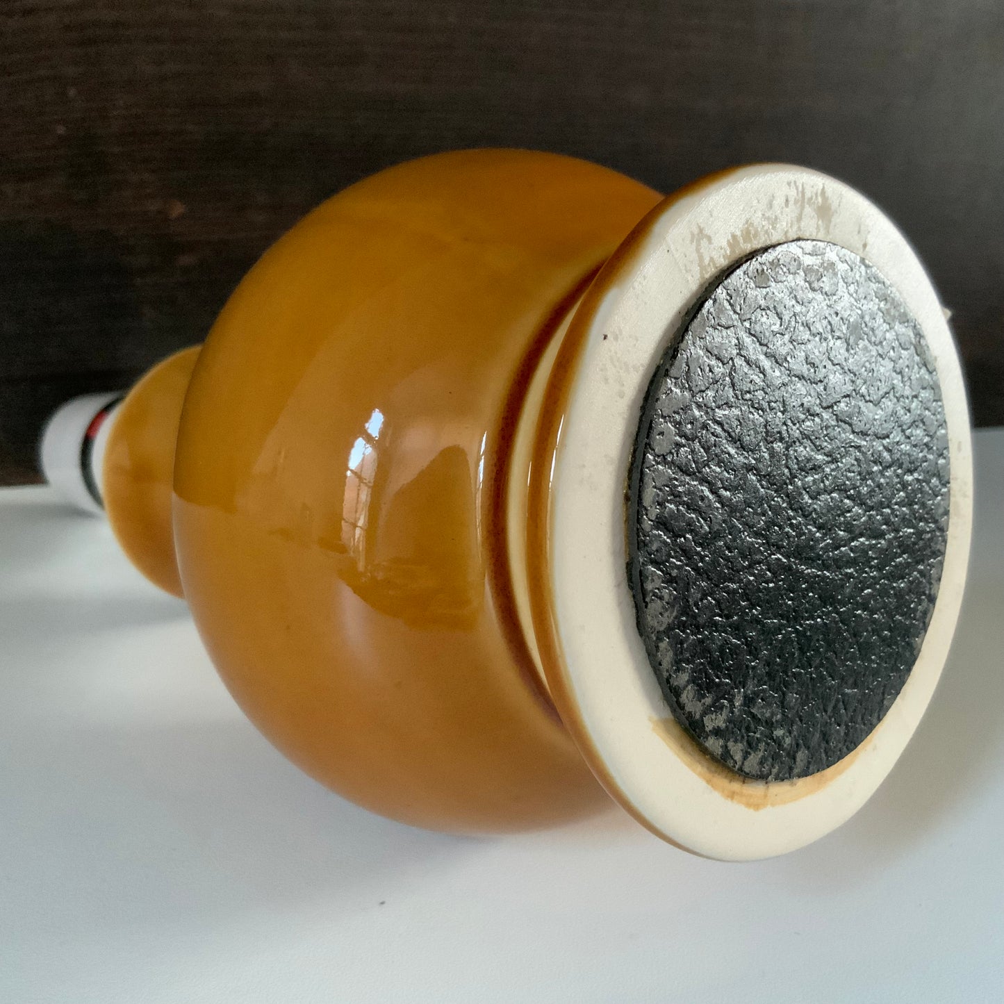 Vintage Staffordshire Mustard Yellow Ceramic Table Lamp British English 1960s