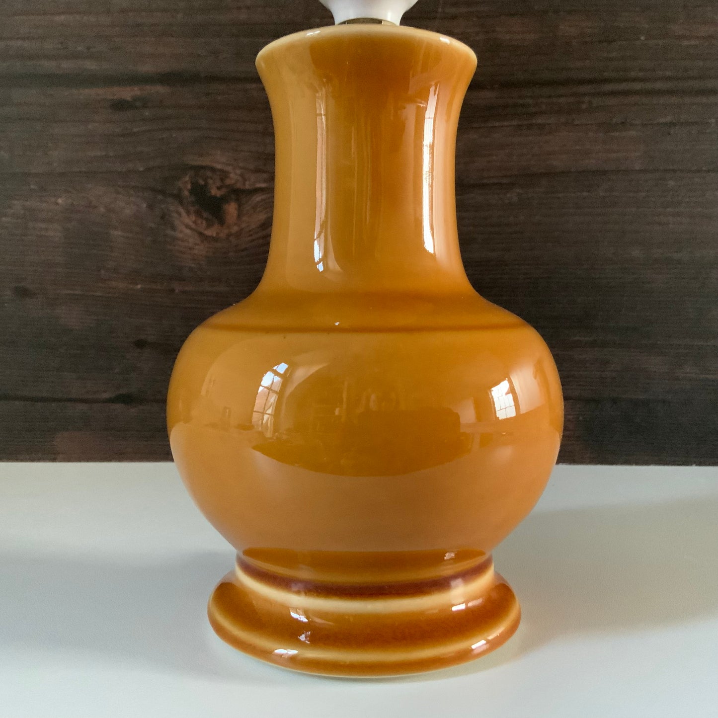 Vintage Staffordshire Mustard Yellow Ceramic Table Lamp British English 1960s