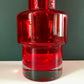 Riihimaki Red Hooped Glass Vase Tamara Aladin Camshaft Cog 1970s Scandinavian