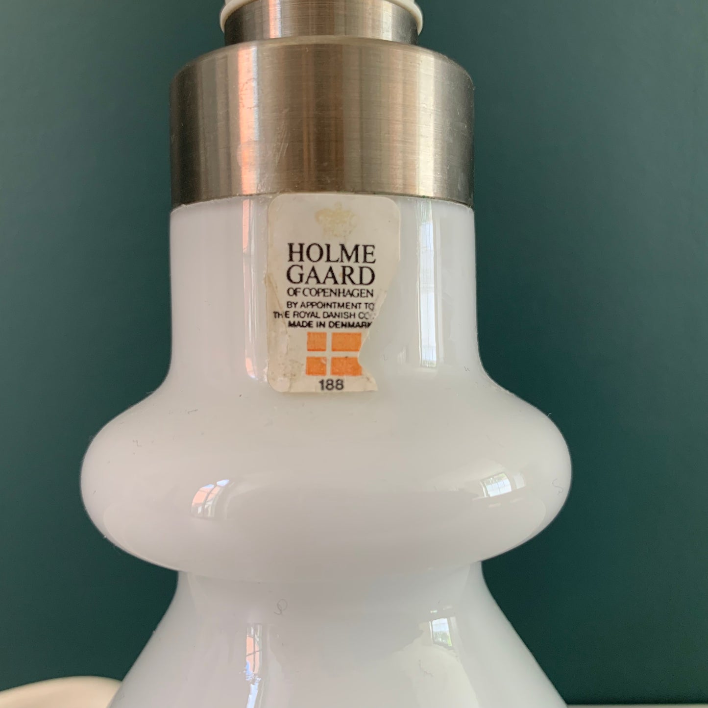 Vintage Holmegaard Royal Copenhagen Carine Danish White Glass Table Lamp