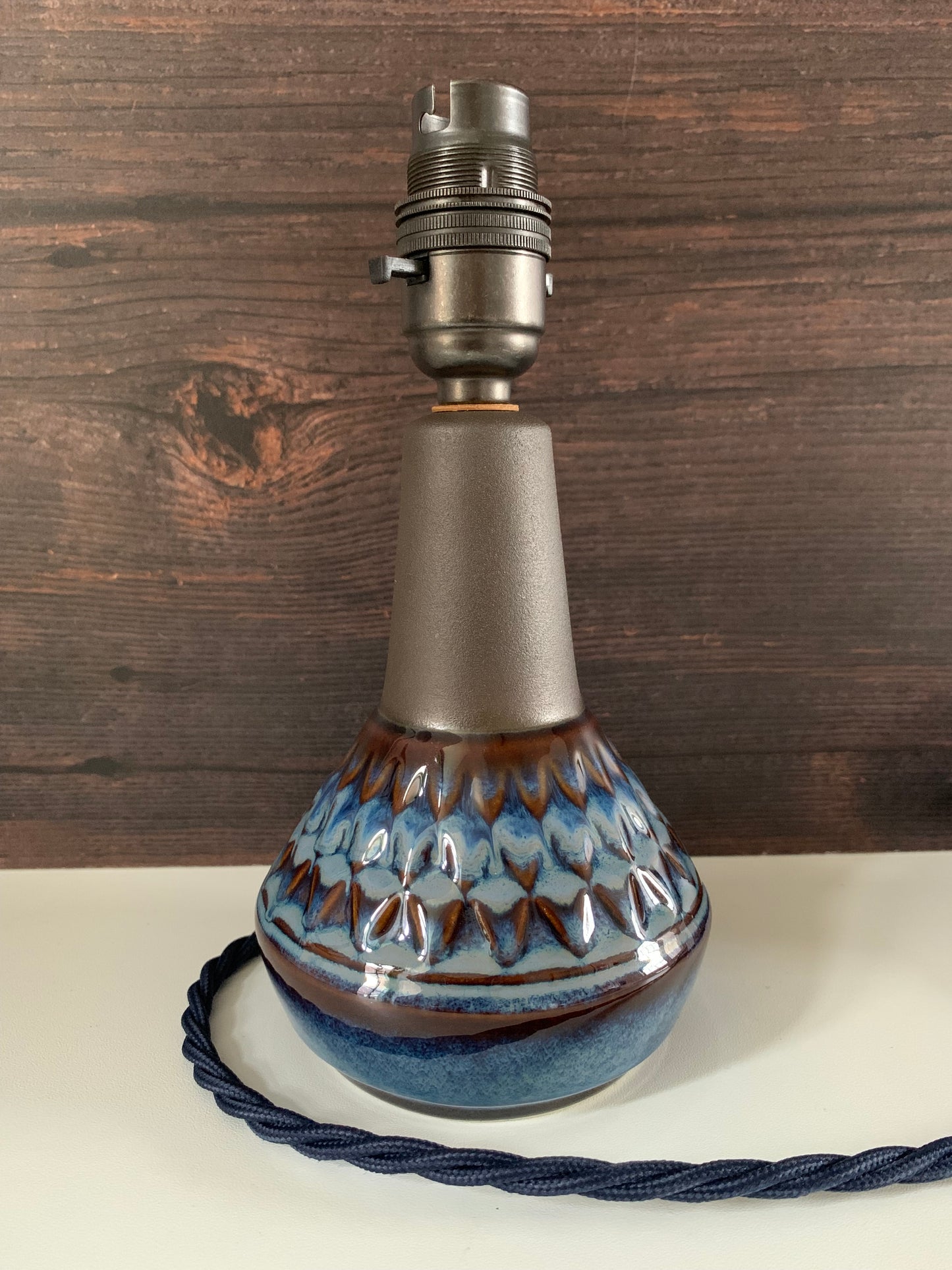 Soholm Pottery Blue Granite Danish Table Lamp Vintage 1960s 3323