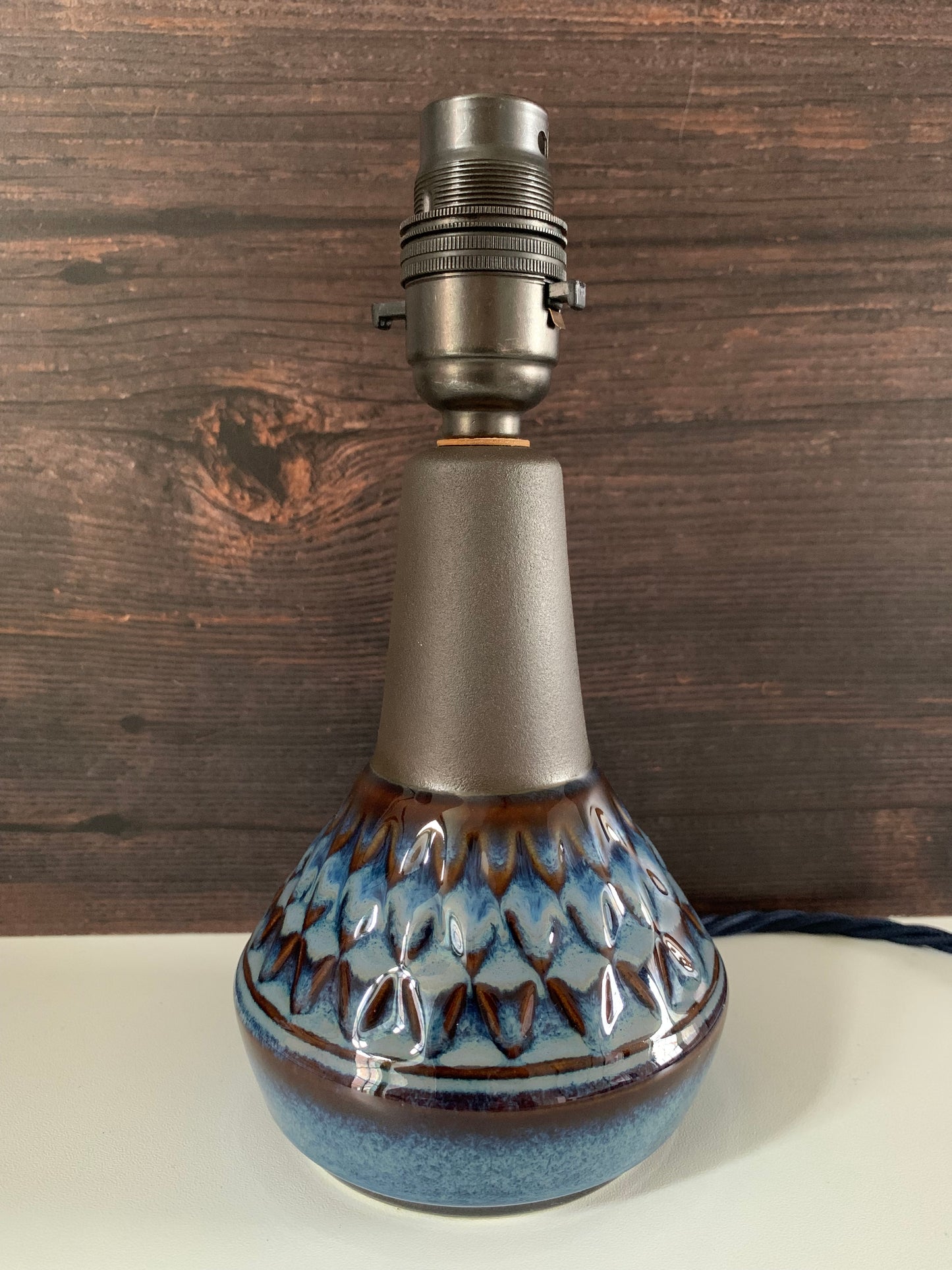 Soholm Pottery Blue Granite Danish Table Lamp Vintage 1960s 3323