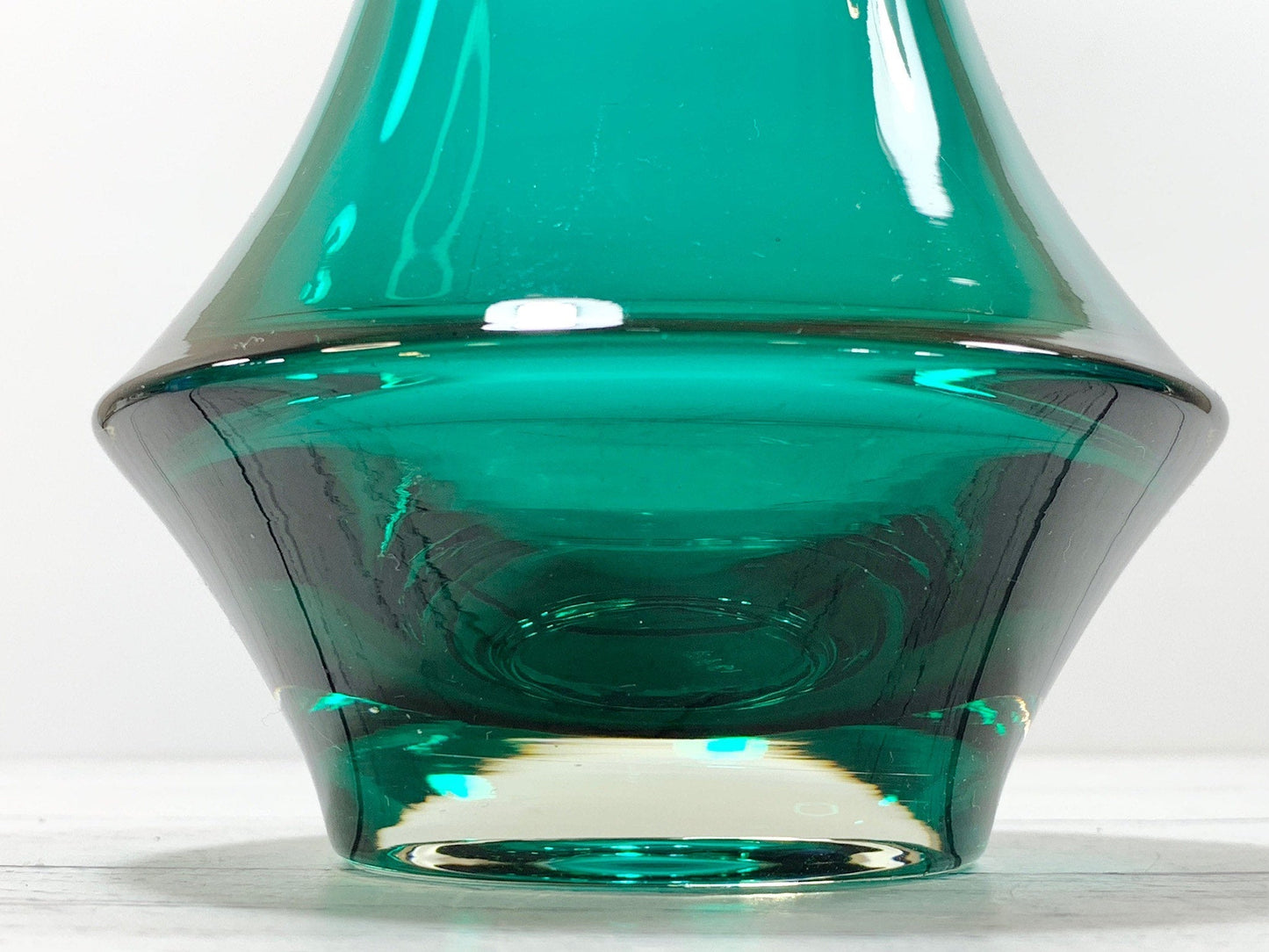 Riihimaki Turquoise Aqua Green Glass Vase Rocket 1960s 1970s Vintage Scandinavian Finnish Retro Present Emerald Gifts