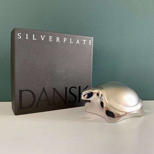 Dansk Designs Silver Turtle Tortoise Paperweight Vintage Danish Retro Scandinavian Animal Lovers Gifts Present