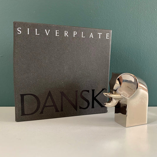 Boxed Dansk Designs Silver Elephant Paperweight Danish Swedish Vintage Home Office Gifts Presents