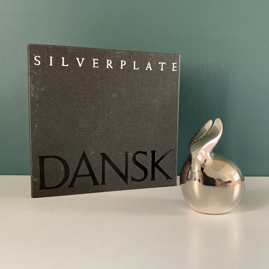Dansk Silver Bunny Rabbit Paperweight Boxed Danish Designs Gifts Office Work Job Presents Retro