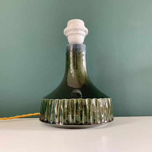 Vintage Olive Green 1970s Ceramic Table Lamp Vintage 1960s Retro Khaki Boho Scandi