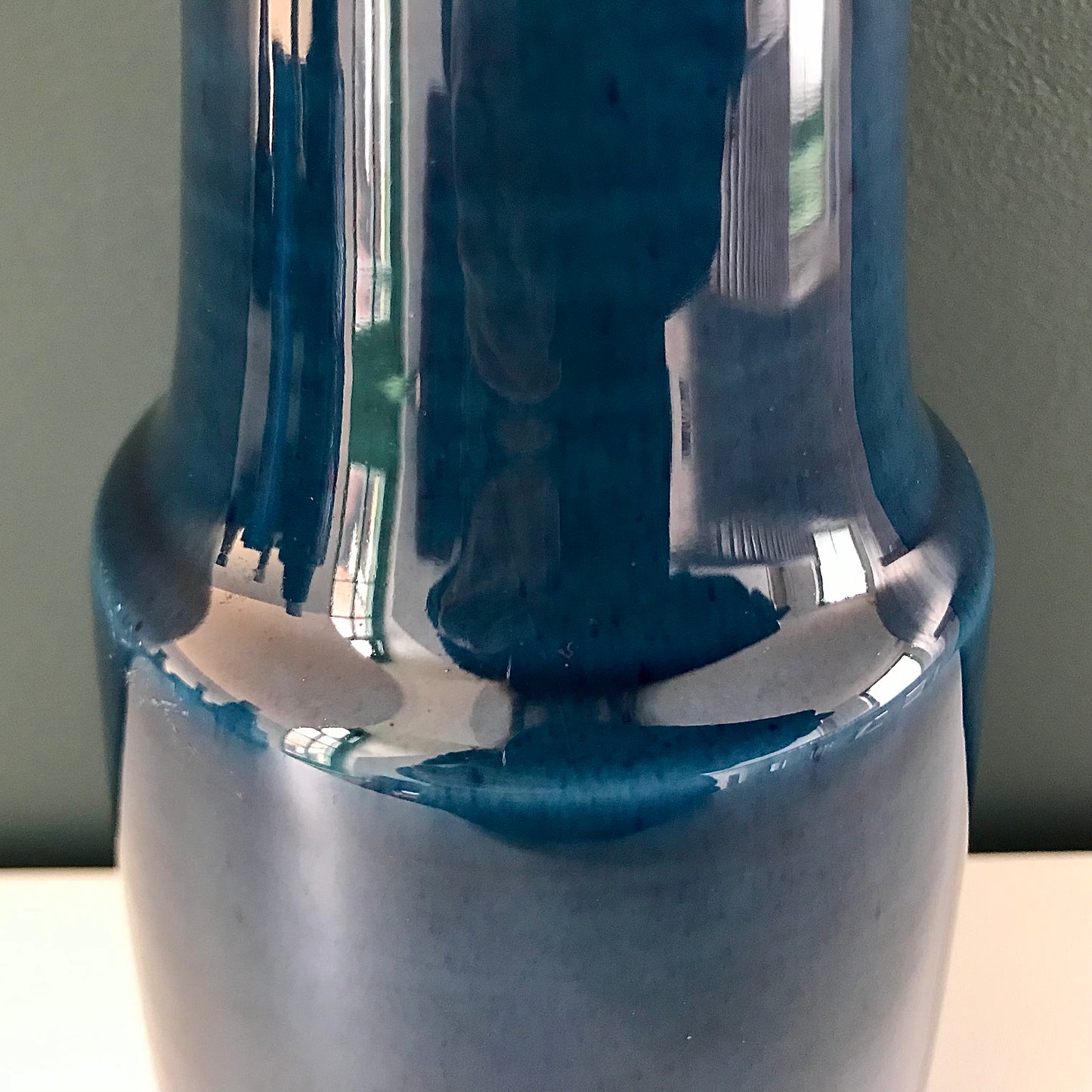 Soholm Pottery Petrol Blue Danish Ceramic Table Lamp Light