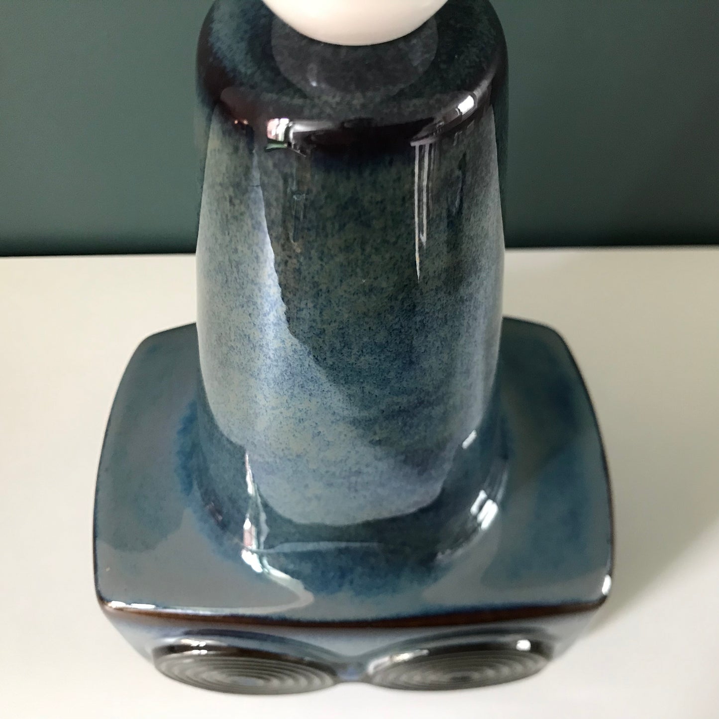 Soholm Blue Danish Ceramic Table Lamp Vintage 1960s Retro Scandinavian Light 1095