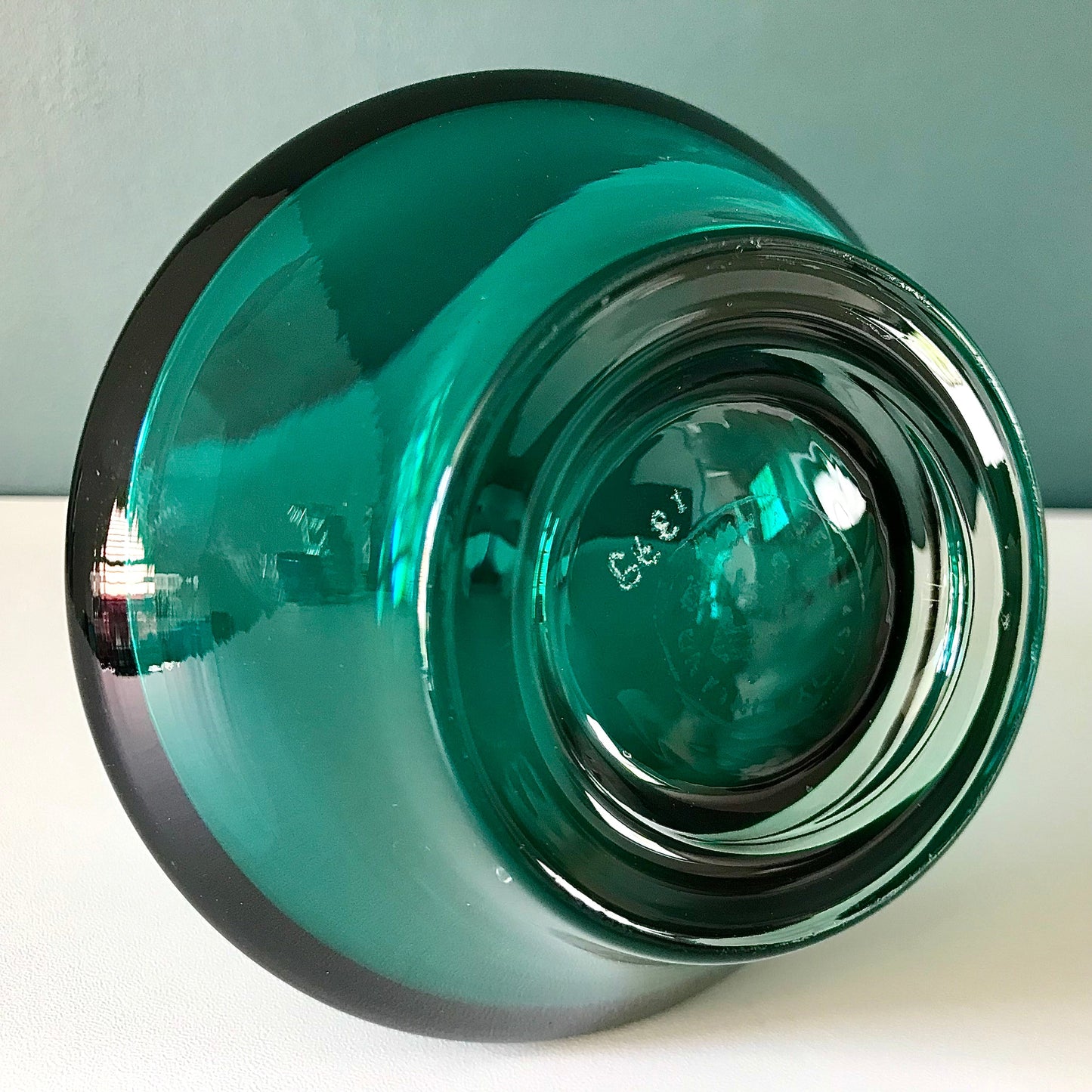 Riihimaki Turquoise Aqua Green Glass Vase Rocket 1960s 1970s Vintage Scandinavian Finnish Retro Present Emerald Gifts