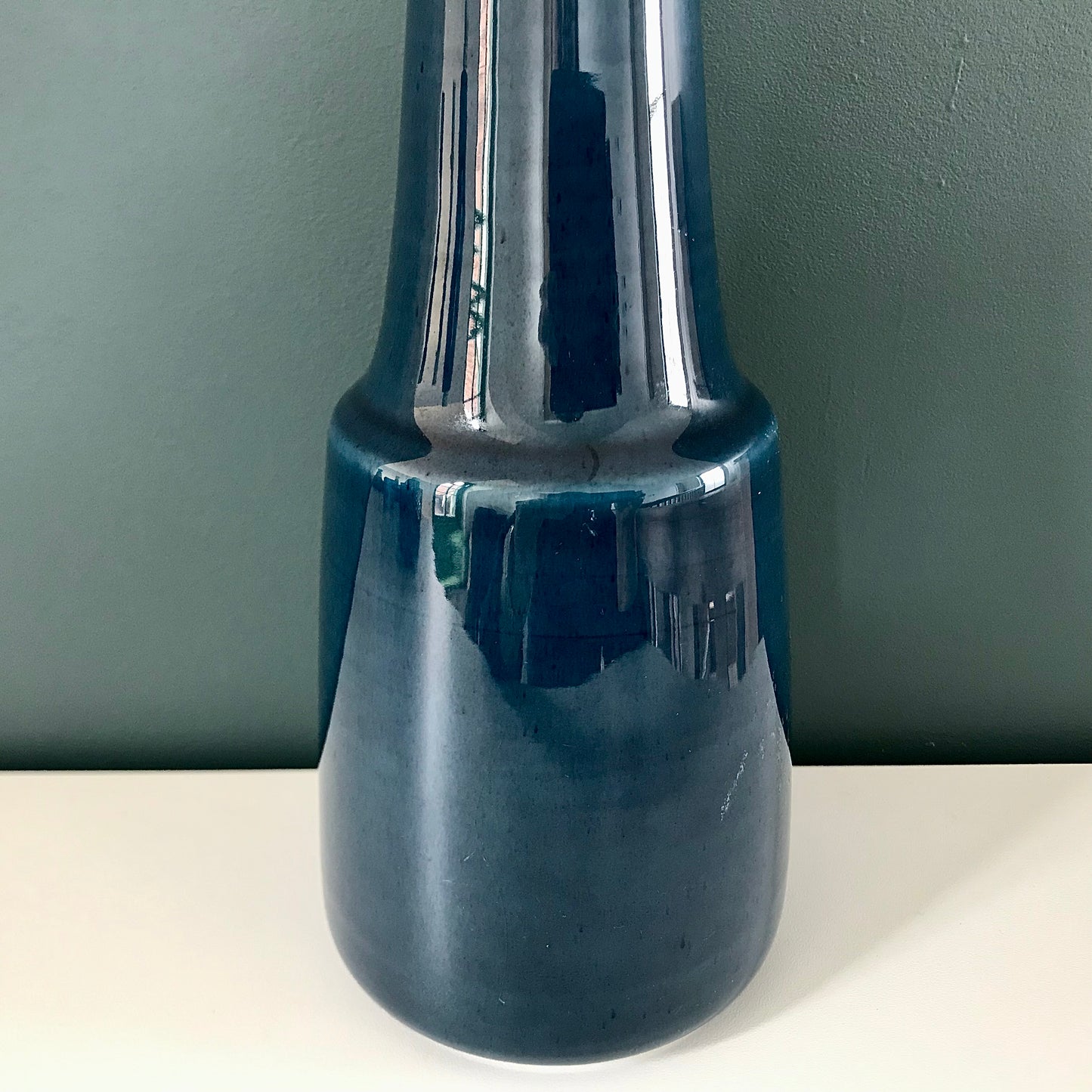 Soholm Pottery Petrol Blue Danish Ceramic Table Lamp Light