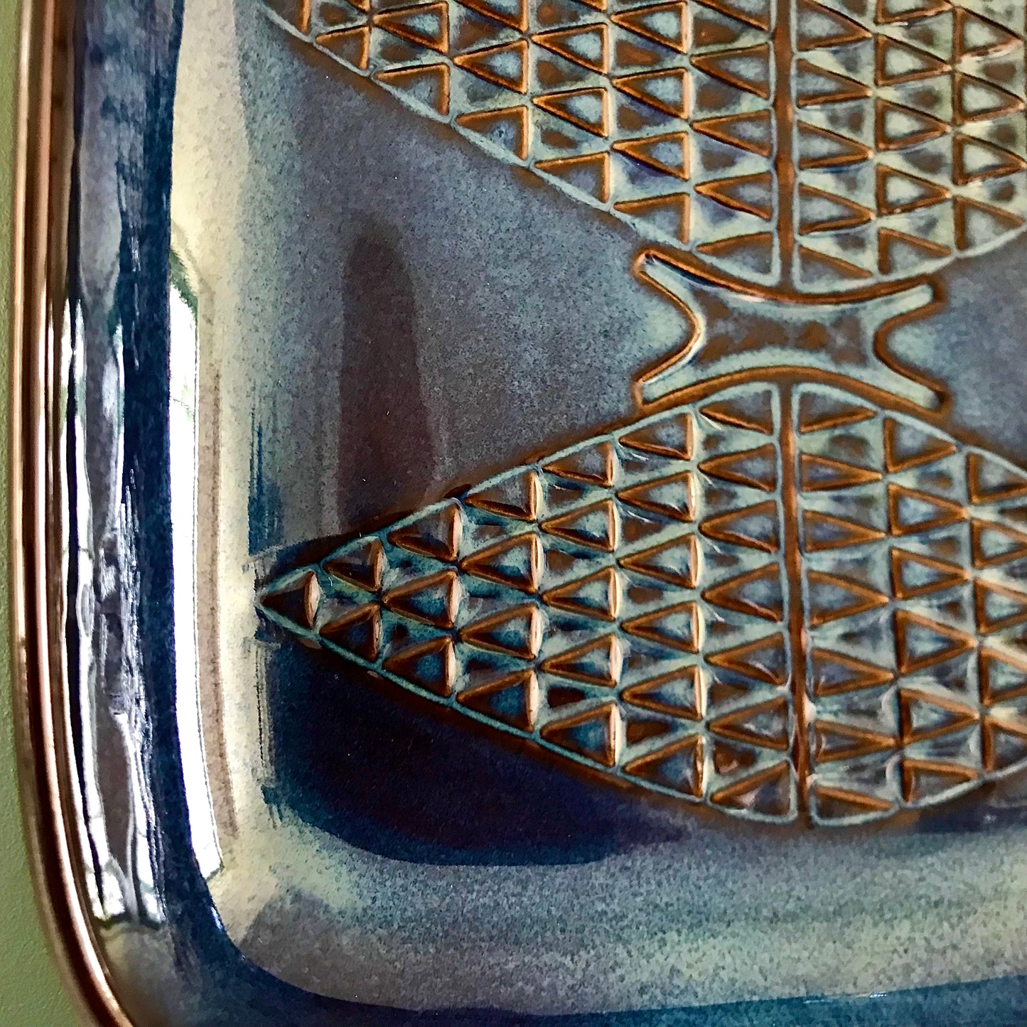 LARGE Soholm Pottery Danish Blue Ceramic Dish 1960s 1970s Fruit Bowl 3333