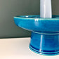 Kahler Danish Pottery Turquoise Blue Ceramic Candle Holder 1960s 1970s