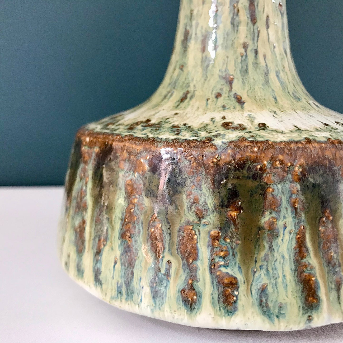 Soholm Green Yellow Danish Ceramic Table Lamp Scandinavian 3066