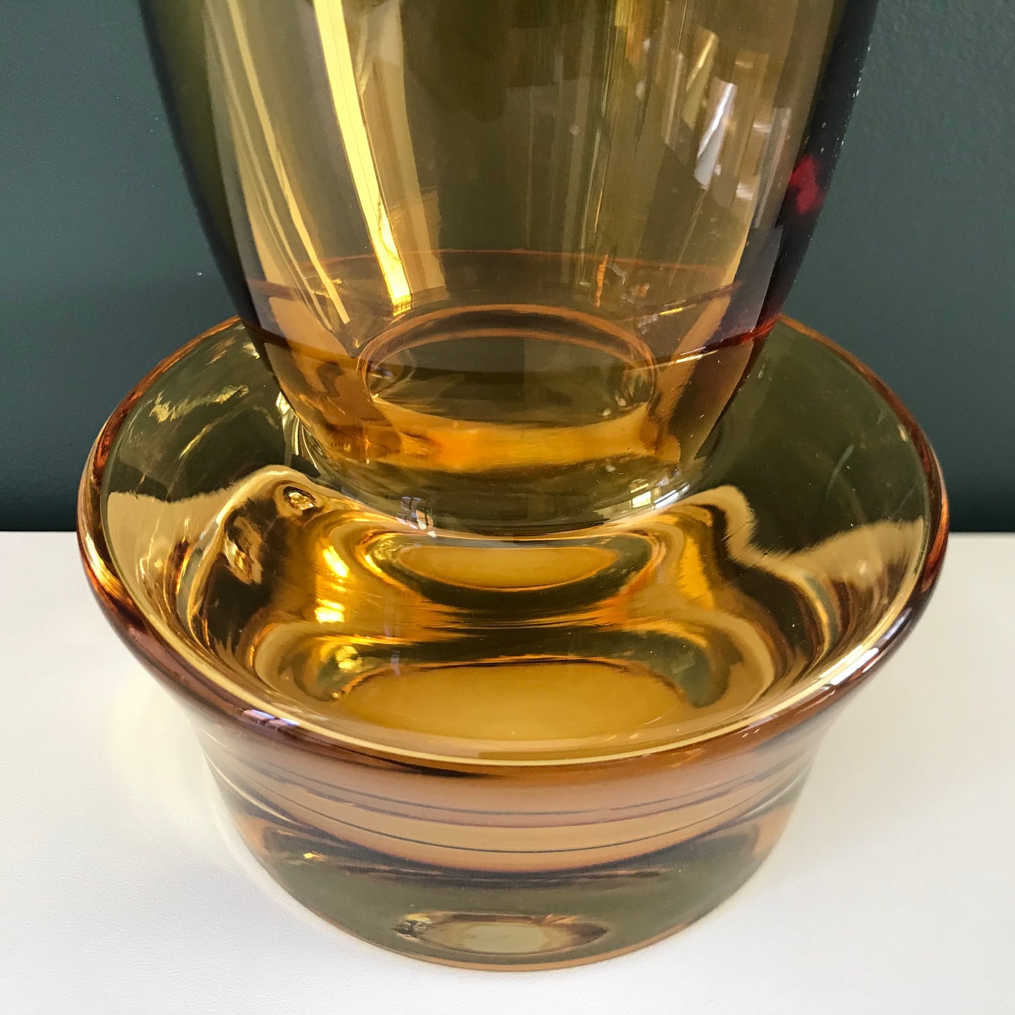 Riihimaki Amber Yellow Dumbbell Glass Vase Tamara Aladin 1970s Scandinavian