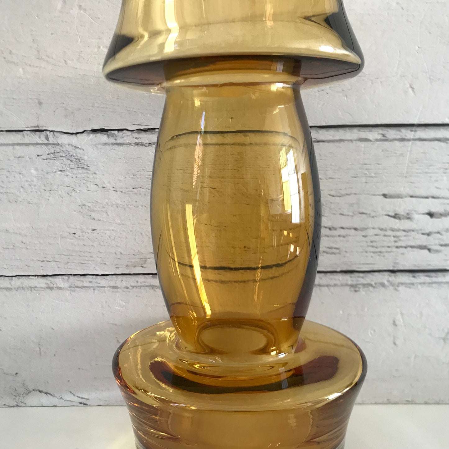 Riihimaki Amber Yellow Dumbbell Glass Vase Tamara Aladin 1970s Scandinavian