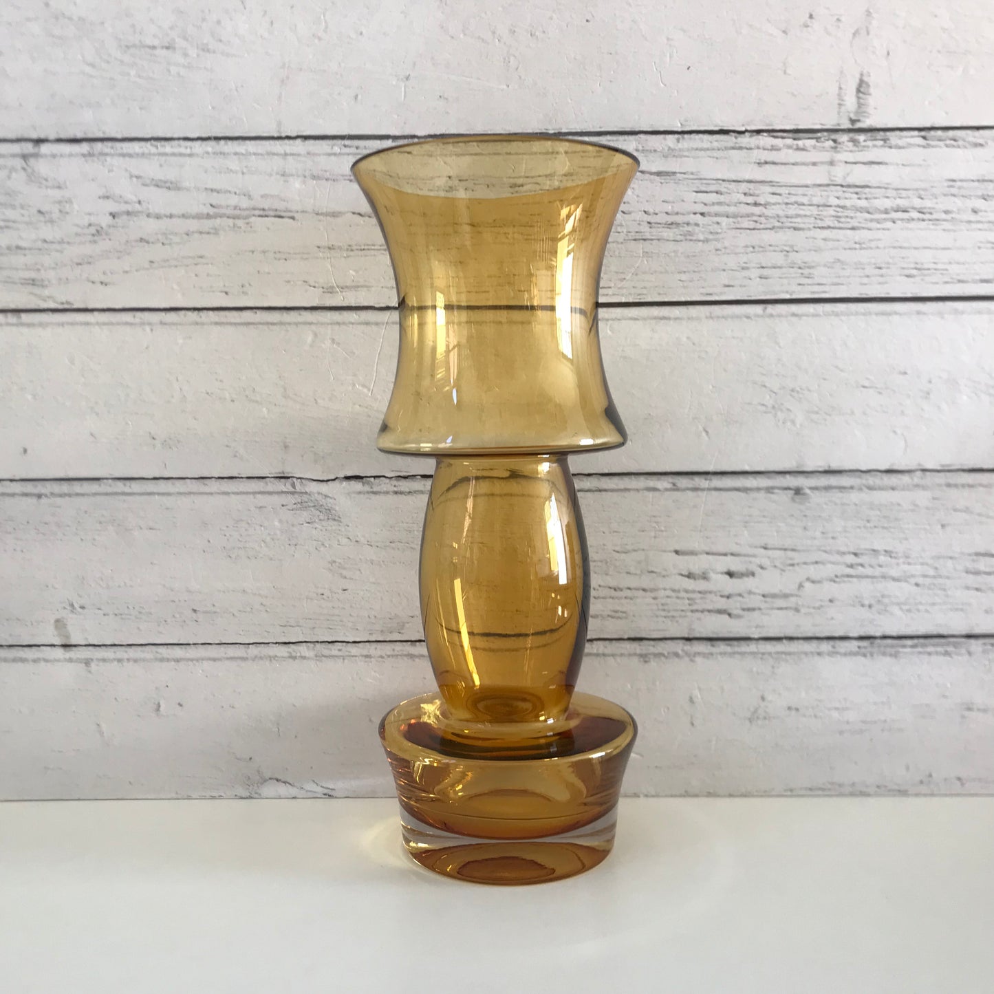 Riihimaki Amber Yellow Dumbbell Glass Vase Tamara Aladin 1970s Scandinavian