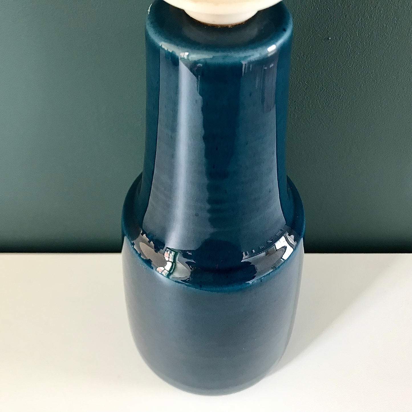 Soholm Pottery Petrol Blue Danish Ceramic Table Lamp Light