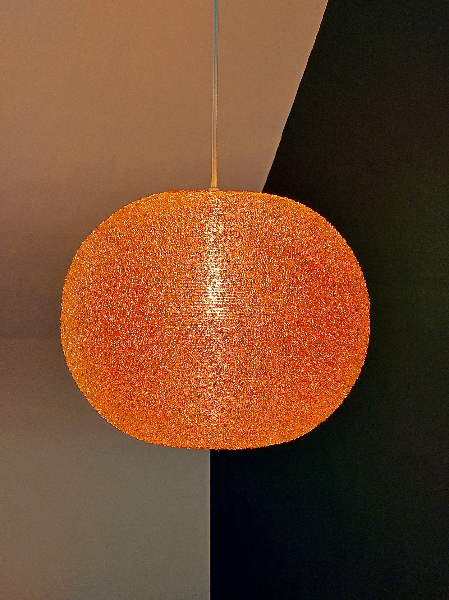 Rotaflex Christals 1960s Orange Pendant Lamp Glitter Ceiling Light British Plastic Fantastic