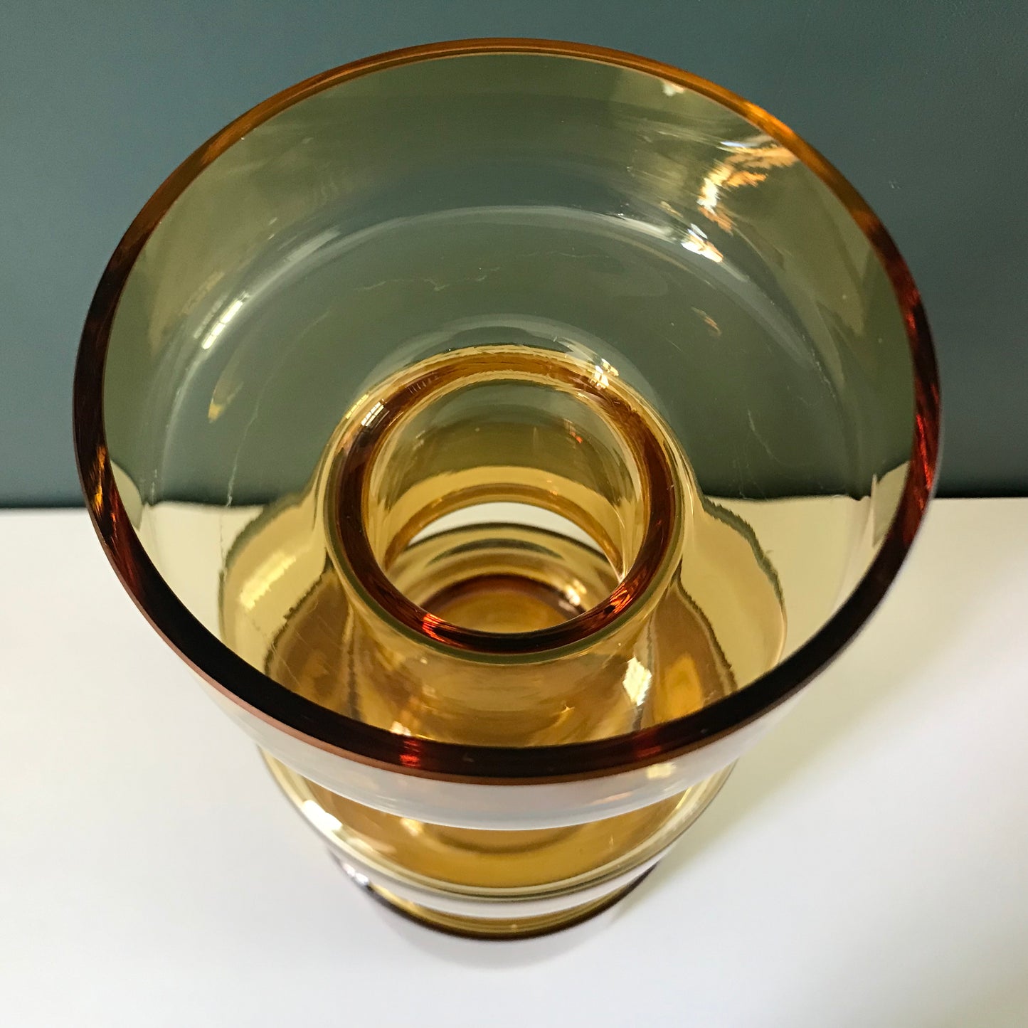 Riihimaki Amber Yellow Cog Glass Vase Tamara Aladin 1970s Scandinavian