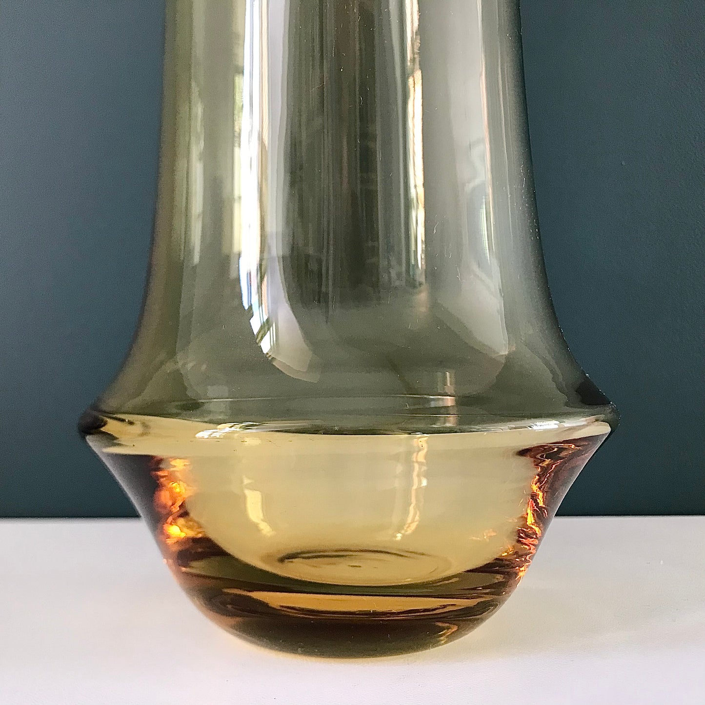 Large Riihimaki Amber Yellow Glass Vase Tamara Aladin 1970s Scandinavian 1378