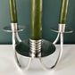 Vintage Danish Silver Candle Holder Candleabra 3 Prong Modernist 1950s 1960s