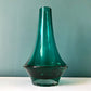 Riihimaki Turquoise Aqua Green Glass Vase Rocket 1960s 1970s Vintage Scandinavian Finnish Retro Present Emerald Gifts