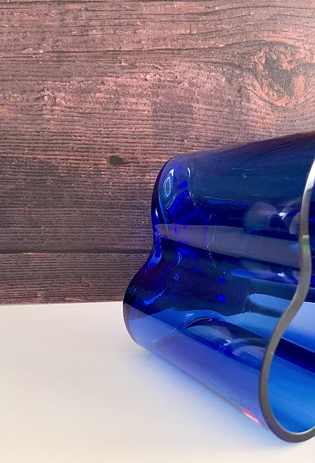 Vintage Iittala Alvar Aalto Savoy Blue Glass Vase Limited 98mm