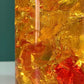 Shattaline British Yellow Orange Table Lamp Cracked Resin Crushed Ice Vintage Retro Atomic Era Shatterline