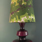 Large Mid Century Purple Glass 1960s Hooped Table Lamp incl Vintage Fabric Shade