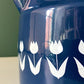 Vintage Blue Enamel Tulip Coffee Pot 1960s 1970s Scandinavian Scandi Style Design