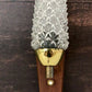 Danish Wood Glass Sconce Wall Lamp 1960s Teak Retro Swedish Pineapple Light