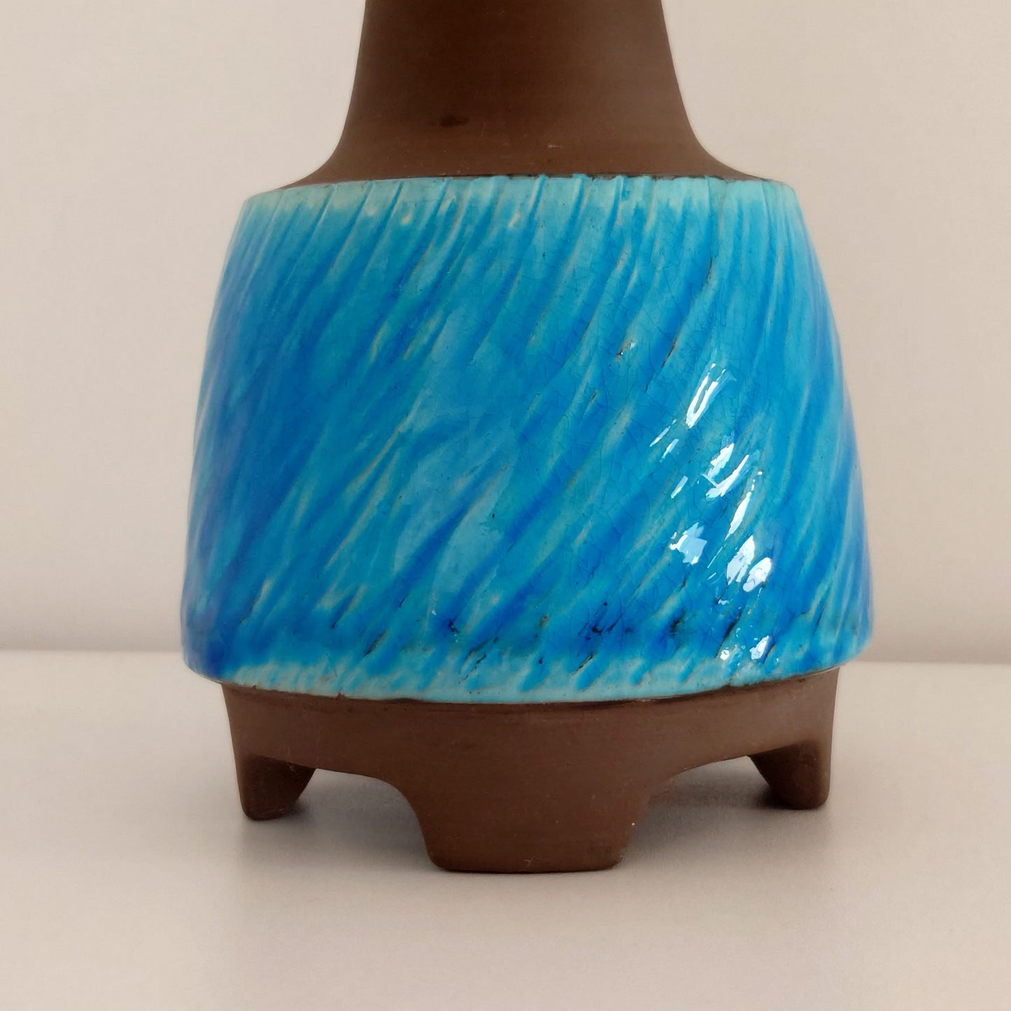 Vintage Turquoise Blue Danish Ceramic Table Lamp 1970s