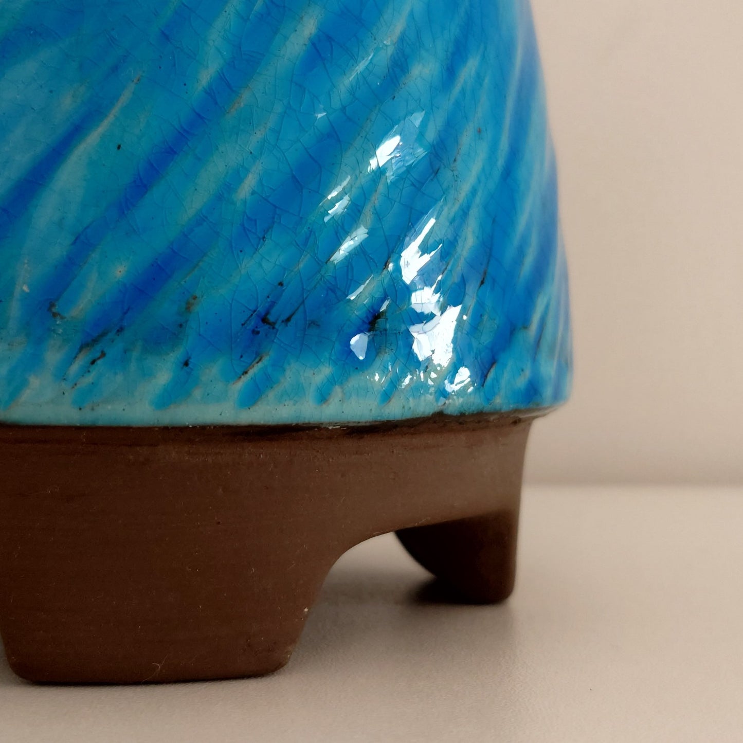 Vintage Turquoise Blue Danish Ceramic Table Lamp 1970s