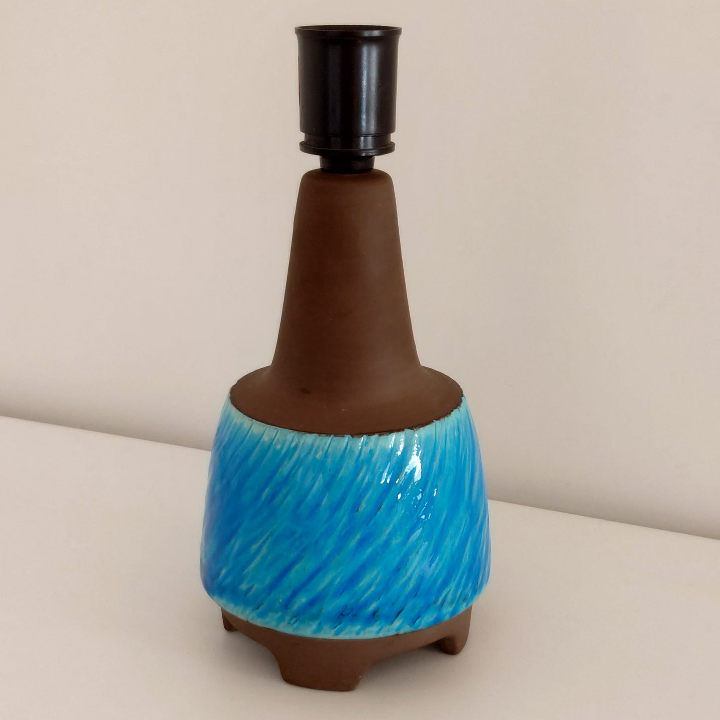 Vintage Turquoise Blue Danish Ceramic Table Lamp 1970s