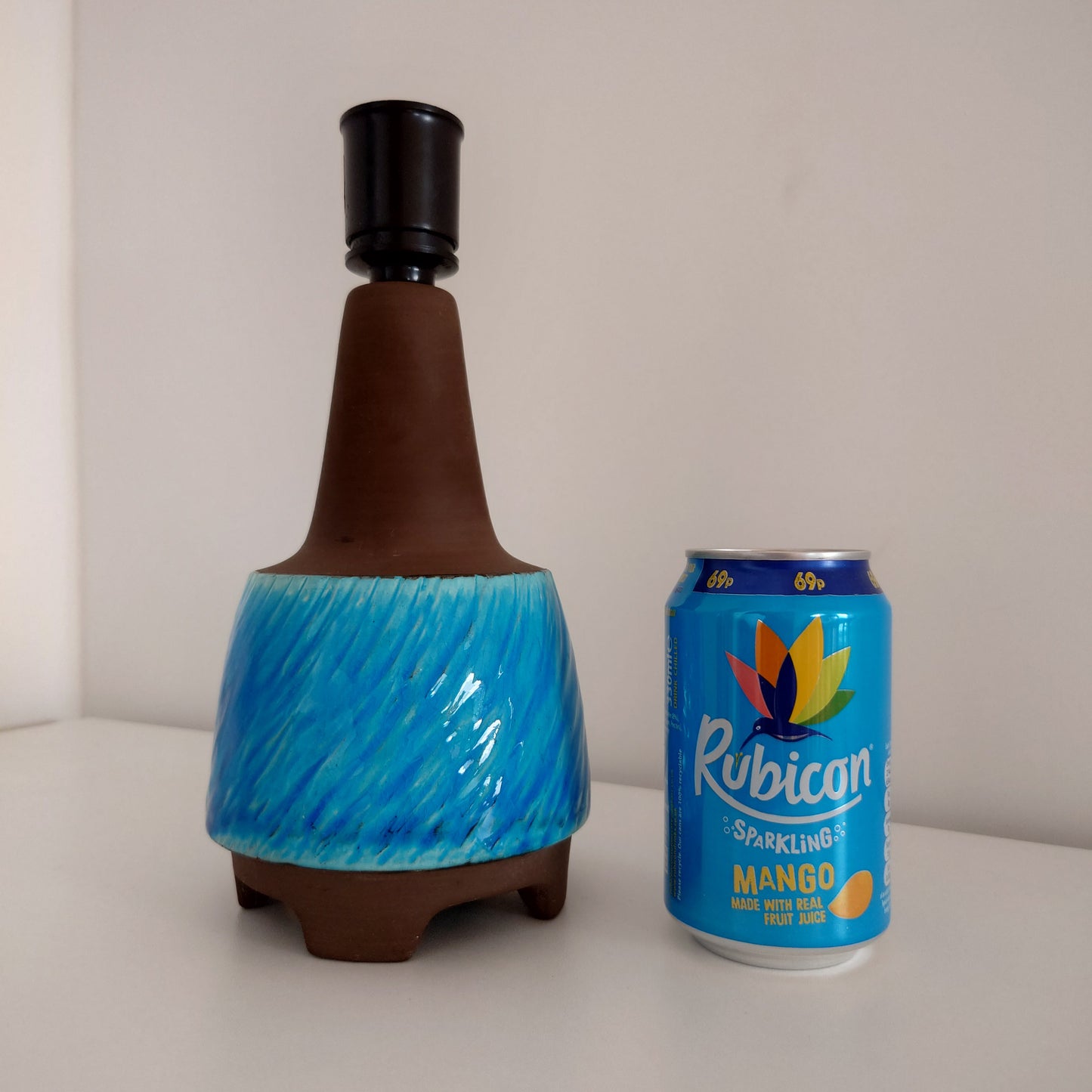 Vintage Turquoise Blue Danish Ceramic Table Lamp 1970s