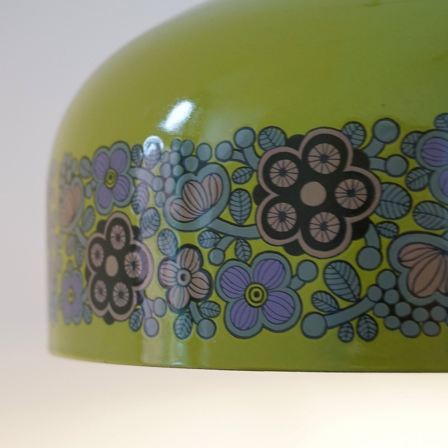 Fog & Morup Arabia Olive Green Purple Danish Pendant Lamp Kaj Franck Khaki Enamel Vintage Retro