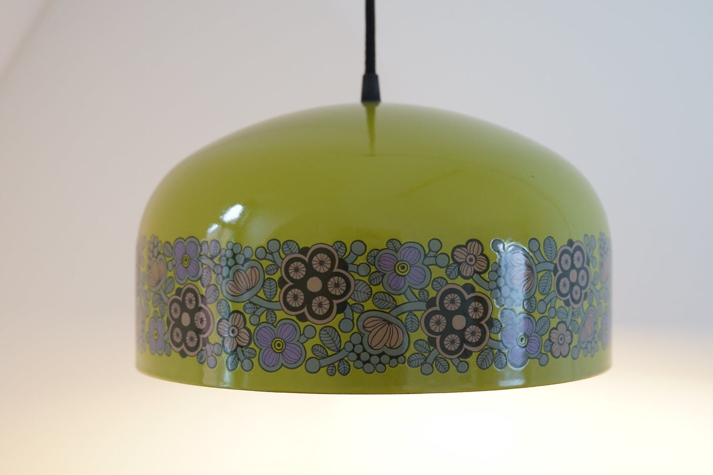 Fog & Morup Arabia Olive Green Purple Danish Pendant Lamp Kaj Franck Khaki Enamel Vintage Retro