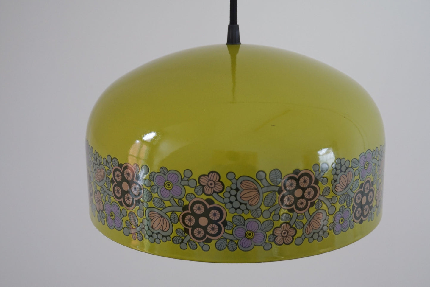 Fog & Morup Arabia Olive Green Purple Danish Pendant Lamp Kaj Franck Khaki Enamel Vintage Retro