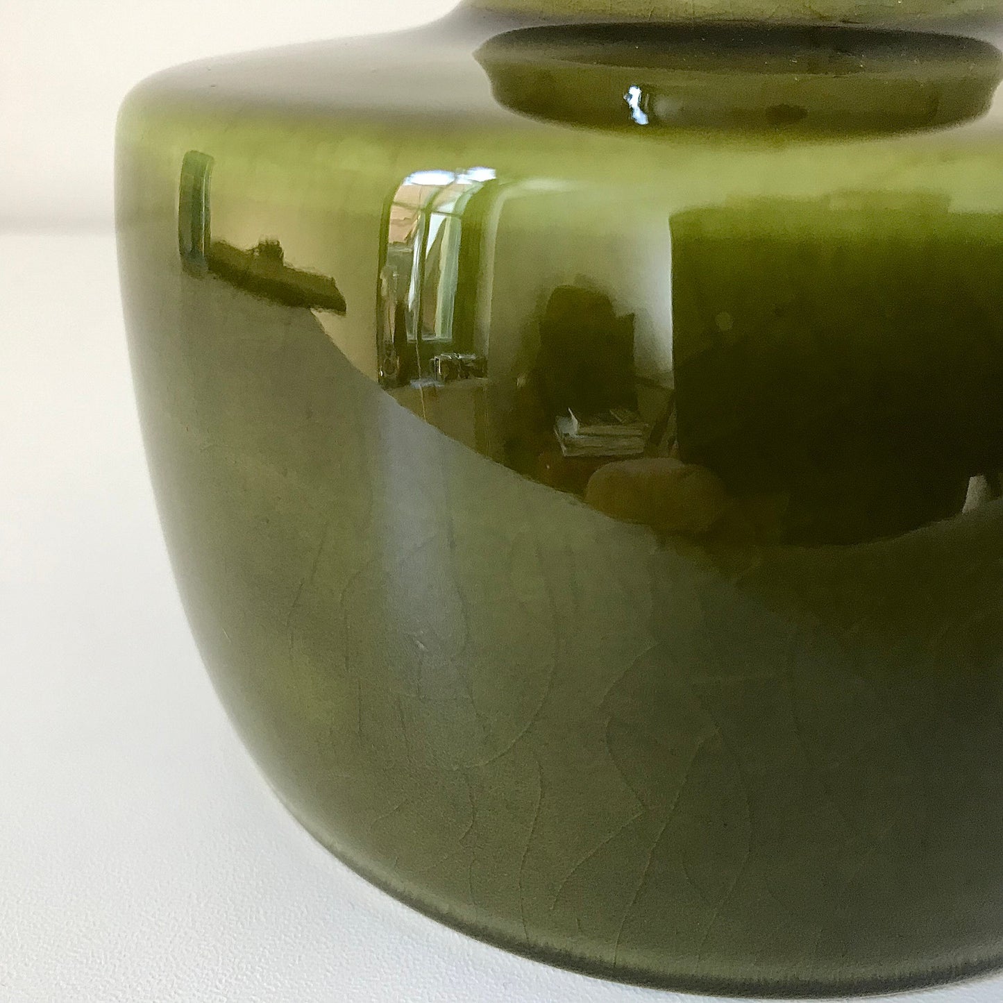 Soholm Olive Green Danish Ceramic Table Lamp 1970s Khaki Avocado 972