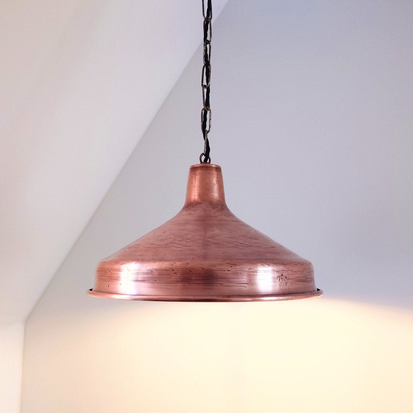 Danish Solid Copper Industrial 1960s Pendant Lamp Ceiling Light Scandinavian Retro