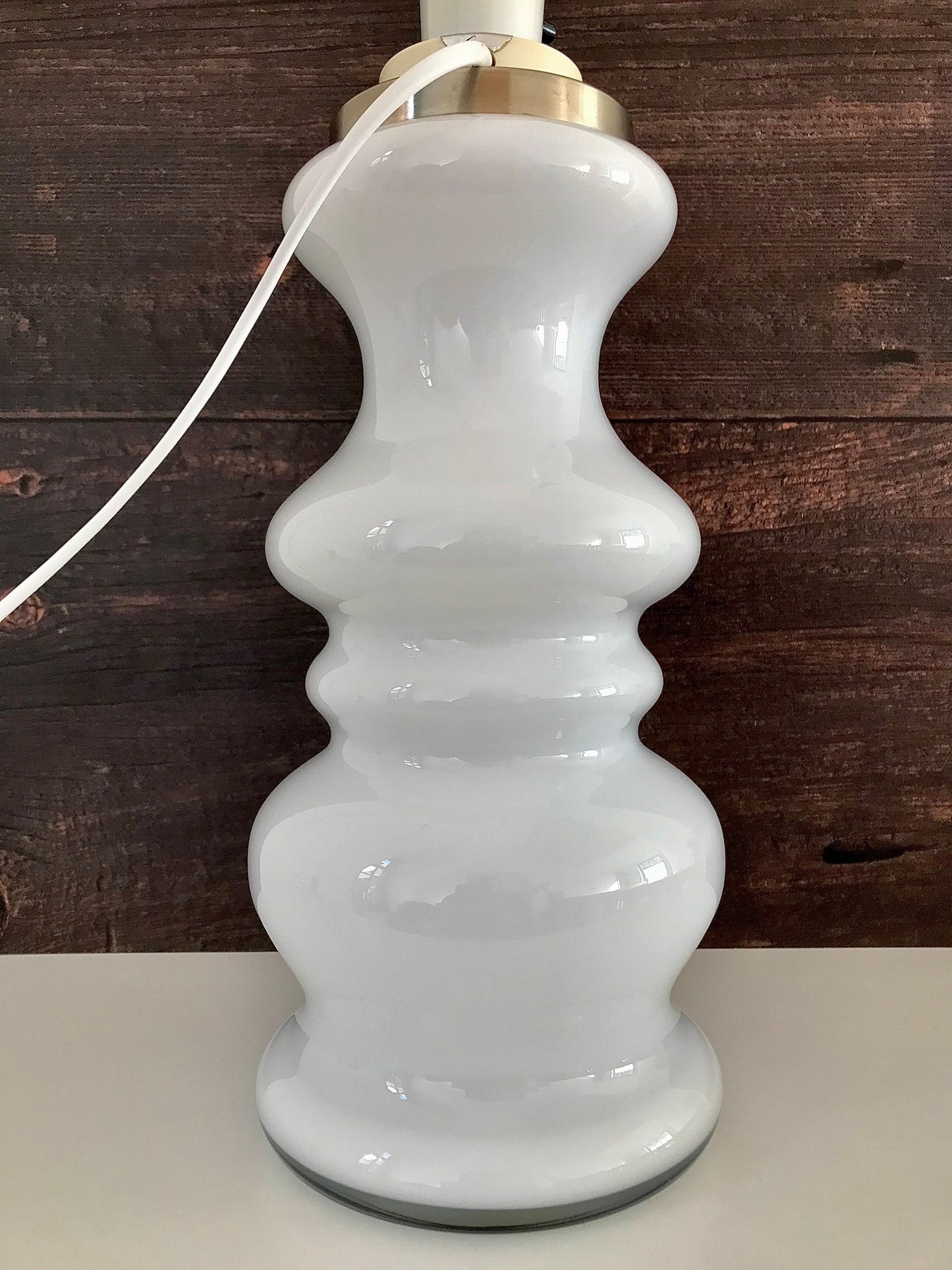 Very Large Holmegaard Royal Copenhagen White Glass Table Lamp Danish Bibliotek Light Vintage Scandinavian Lighting