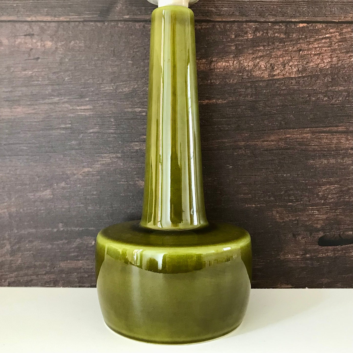 Soholm Olive Green Danish Ceramic Table Lamp 1970s Khaki Avocado 972