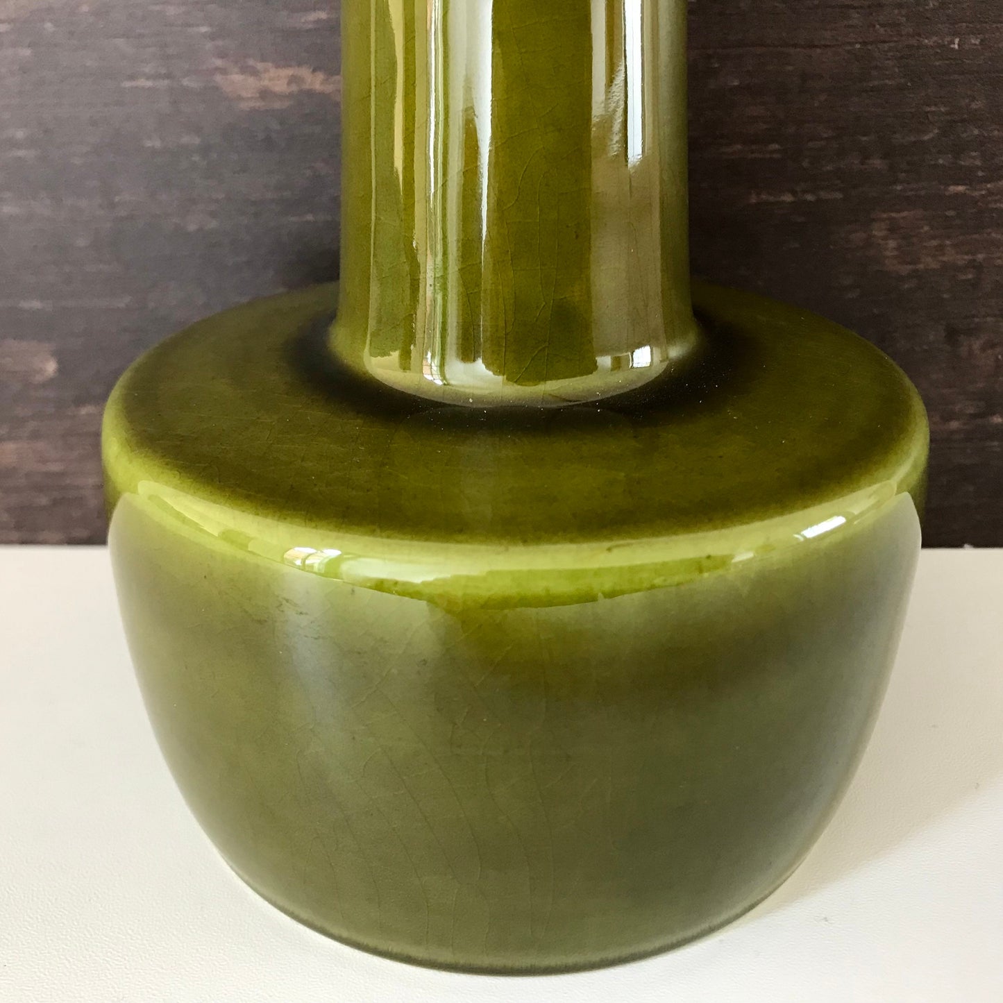 Soholm Olive Green Danish Ceramic Table Lamp 1970s Khaki Avocado 972