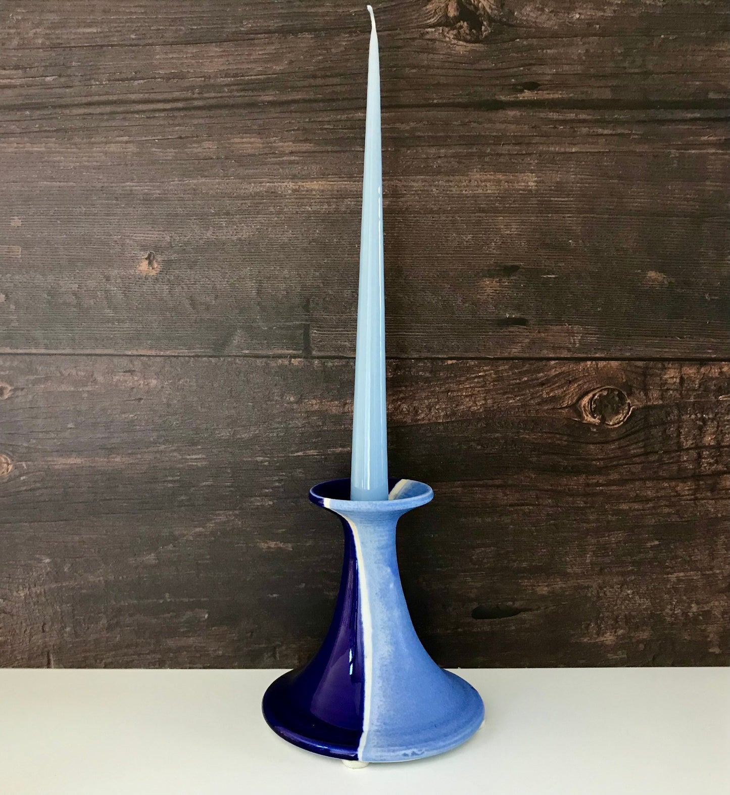 Tue Poulsen Blue Danish Candle Holder Stick Studio Pottery Haresfur Glaze