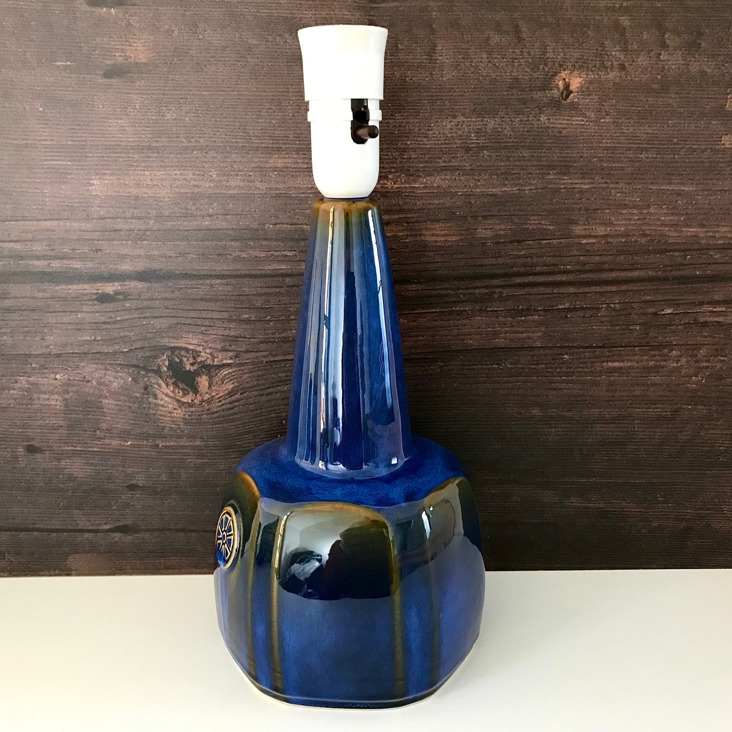 Large Soholm Blue Danish Table Lamp 1960s Nordlys Retro Scandi Pottery 1020