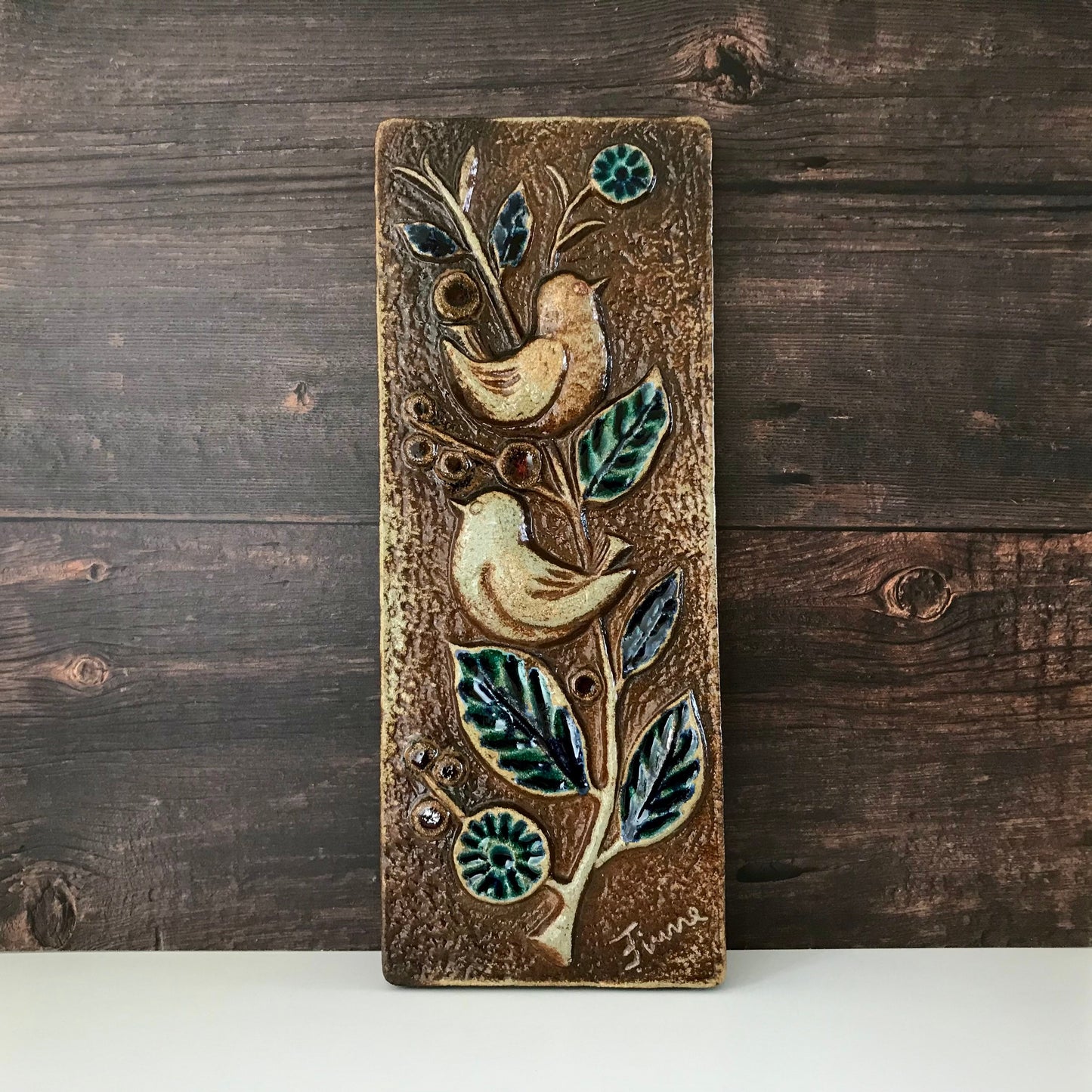 RESERVED Soholm Pottery Danish Ceramic Birds Wall Relief Plaque Retro Vintage 1960s