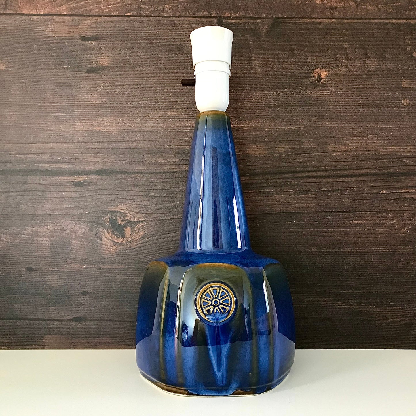 Large Soholm Blue Danish Table Lamp 1960s Nordlys Retro Scandi Pottery 1020