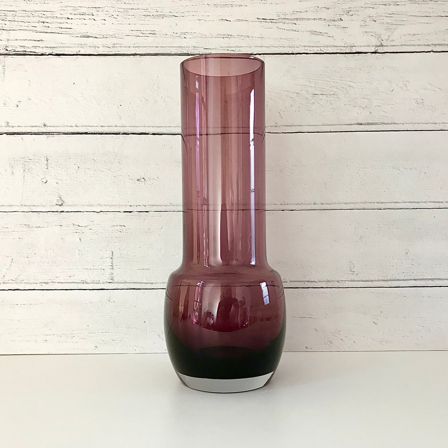 Riihimaki Purple Glass Vase Violet Amethyst 1970s Vintage Scandinavian Finnish 1473