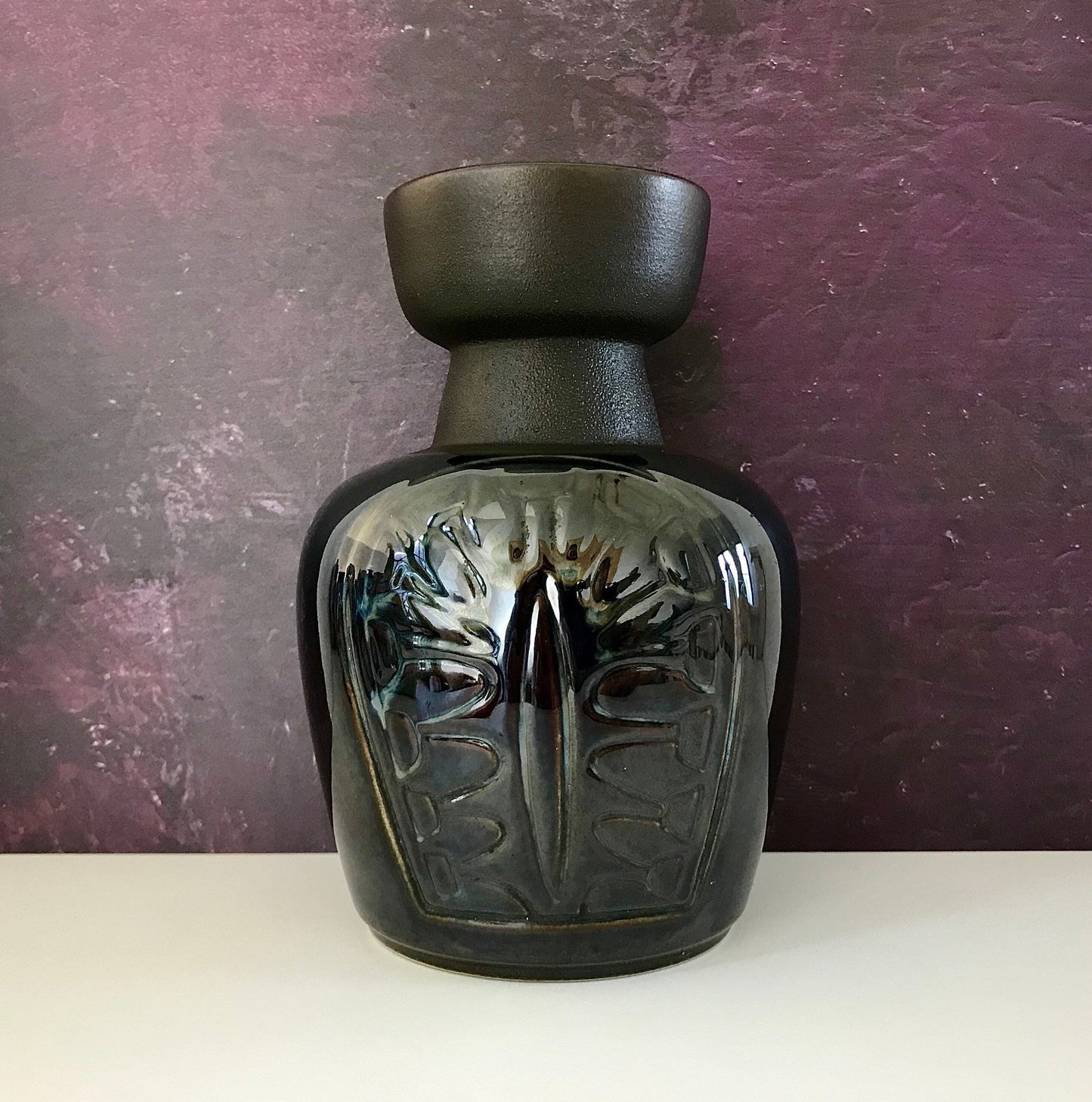 Soholm Pottery Blue Danish Ceramic  Vase Vintage 1960s Retro Scandinavian 3325
